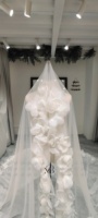 Voile de mariée long en organza fait main avec bordure florale 3D MVM0112 Fairy