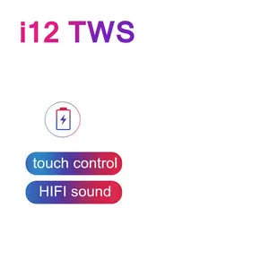 Fábrica 2021 melhor preço e qualidade fones de ouvido intra-auriculares twin verdadeiro par sem fio tws i12 com caixa de carregamento mini fone de ouvido