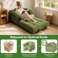 Sofá Cama Plegable 3 en 1, Sillón Convertible con Reposabrazos, Futón de Corduroy sin Estructura con Almohada para Sala de Estar