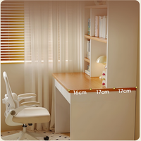 Ensemble de bureau d'ordinateur en bois massif de style crème au design moderne, gain de place pour chambre à coucher, coiffeuse, bureau d'étude pour enfants et bibliothèque combinée