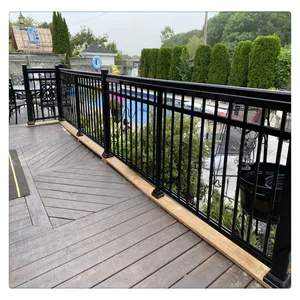 ACE Balustrades Lapisan Bubuk Hitam Aluminium Balkon Deck Piket Railing