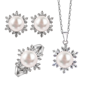 fashion simple necklace earring rings bridal jewelry set for party wedding