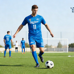 Set Personalizzato di Maglie da <span class=keywords><strong>Calcio</strong></span> Estive Traspiranti ad Asciugatura Rapida, <span class=keywords><strong>Divisa</strong></span> da <span class=keywords><strong>Calcio</strong></span> a Maniche Corte per Uomo, Kit Completo - Product Image 1