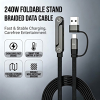 Kabel Charger Cepat Multi 240W Kustom Pabrik, Dudukan Lipat Putar 360 Derajat 90 °   Kabel Kepang Sudut Siku yang Hemat Biaya dan Tahan Lama