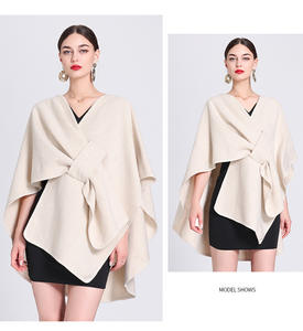 Whosale 2025 Novas Senhoras Camisola De Inverno Manto Elegante Plain Tamanho Livre Queda Quente Ruana <span class=keywords><strong>Poncho</strong></span> Frente Aberta para As Mulheres de Inverno - Product Image 3