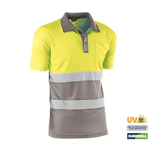Polo - HV720BCGRIS S Wales - Colore: Giallo fluorescente/grigio - Bande riflettenti con motivo a occhio di uccello (tre pezzi) - Product Image 1