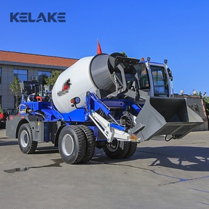 Camion malaxeur à béton autochargeur KELAKE bleu, malaxeur mobile avec moteur pour chantier de construction - Product Image 3