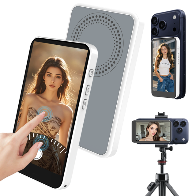 Magnetic Selfie Screen 4.7 Inch Wireless Screen Mirroring Device Touch Control Phone Vlog Monitor for Live Streaming New Design