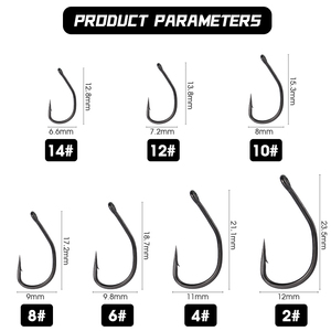 Móc câu cá chép thép carbon cao, thép Telfoin hình dạng đặc biệt/niken đen, có gai - Product Image 3