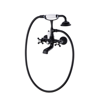 Ensemble de robinet de douche mural à effet pluie BUTERFLEOGE, style classique, laiton noir bronze, double poignée, cartouche en céramique à disque, pluie douce