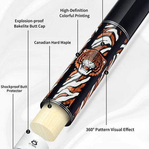 Queue de billard O'MIN Tiger Tamer, fût en érable dur <span class=keywords><strong>nord</strong></span>-américain, finition <span class=keywords><strong>piano</strong></span>, joint à filetage lent 3/8, pour billard 9 boules et billard chinois 8 boules - Product Image 3