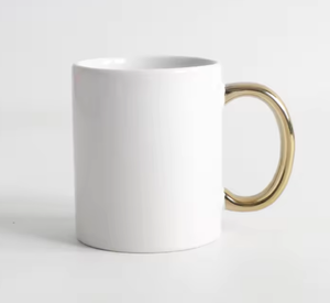 Mug en céramique à sublimation de 11 oz avec poignée dorée, personnalisable, vente en gros - Product Image 1