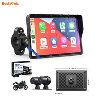 Sistema de Navegación Inalámbrico para Motocicleta Bestsonic, Cámara Dual 2K con Grabación en Bucle, Pantalla GPS Impermeable de 5'' para Moto