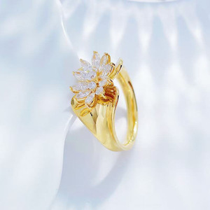 <span class=keywords><strong>Bague</strong></span> en or jaune 18 carats avec diamant de laboratoire, motif floral, style rêveur, luxe léger, pour femme - Product Image 2
