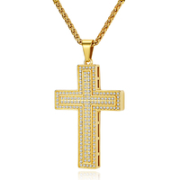 Collier pendentif croix en acier inoxydable plaqué or 18 carats avec zircon brillant, design personnalisé, pour mariage, fiançailles, fête, bijoux