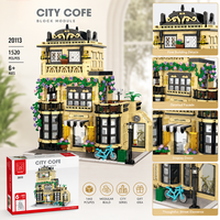 Série de jouets de construction City Cofe Street View pour importateurs en gros, ensembles de présentation de scènes urbaines pour acheteurs en ligne, articles d'ameublement