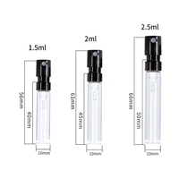 Lot de 100 flacons vaporisateurs miniatures en verre transparent de 1,5 ml, 2 ml, 2,5 ml pour échantillons de parfum, atomiseurs de poche vides