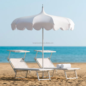 HH Heavy Duty Hawaii Bali Resort Pink and <span class=keywords><strong>White</strong></span> Stripe Pagoda <span class=keywords><strong>Patio</strong></span> Vieira Sombrilla de playa con borlas para jardín de hotel al aire libre - Product Image 2