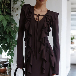 Nuevos Vestidos Elegantes Ajustados con Volantes y Manga Larga para Mujer, a la Moda - Product Image 2