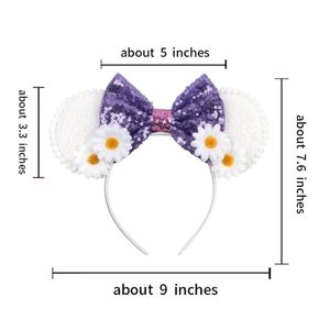 ربطة شعر منزلية نهارية فاخرة زهرة فراشة ترتر القوس ميكي الأذن عقال اكسسوارات الشعر السحرية - Product Image 1