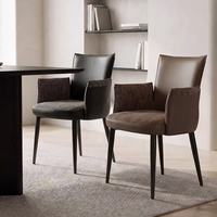 Chaises de salle à manger de style mid-century, avec dossier et accoudoirs en cuir et métal, design minimaliste italien, pour usage domestique, légères, pour négociations transfrontalières