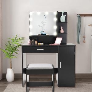 Meilleure vente Table de toilette moderne en <span class=keywords><strong>bois</strong></span> éclairée avec tiroirs et coiffeuse à miroir pour meubles de <span class=keywords><strong>chambre</strong></span> à coucher - Product Image 3