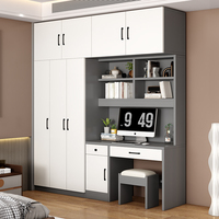 Armoire-Bureau Combinée Intégrée Design Moderne pour Chambre d'Enfant en Petit Appartement avec Étagère et Tiroirs