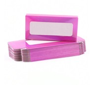 Boîte en papier rose de luxe personnalisée avec fenêtre en PVC transparente et bordure scintillante pour l'emballage des faux ongles et des faux cils, vente en gros