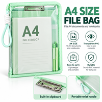 Pochette de rangement A4 en PVC transparent avec presse-papiers intégré et poignée de transport – Organisateur de documents pour l'école et le bureau – Vente en gros personnalisée OEM