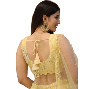 Magnifique Filet à Paillettes Beige Réception Wear Lehenga Choli avec Dupatta pour Femme - Product Image 1