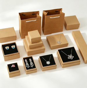 Boîtes à bijoux en papier kraft de qualité supérieure avec doublure en velours et éponge, revêtement UV, sacs cadeaux assortis pour la vente au détail et les cadeaux - Product Image 4