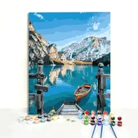 30x40 40x50 Famous Italy Landscape Braies Lake Boat Painting Hand Painted Diy PaintによるNumbers