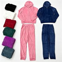 Ensemble de survêtement en velours pour femme, style loungewear et streetwear, coupe oversize, sweat à capuche entièrement zippé et pantalon jogger, multicolore, taille élastique latérale