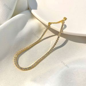 Dylam 18K Gold Plated 3mm Cubic Zirconia Classic Tennis <b>Bracelet</b> Gold <b>Bracelets</b> for Women Platinum Gold Plated Sterling Silver - Product Image 2