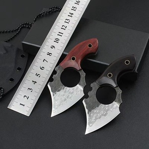 HK SS218 Hacha Pequeña Damasco OEM Personalizable DIY Cuchillo de Jardín Multifuncional de Acero Inoxidable con Mango de Madera y Punta de Clip de 8mm - Product Image 6