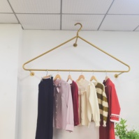 Rak gantungan baju garmen emas logam pasang dinding kustom grosir untuk toko