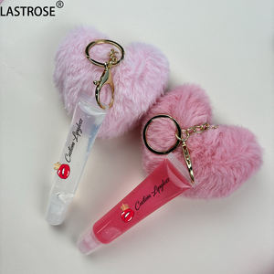 Private Label Clear Lipgloss Keychain <span class=keywords><strong>Kit</strong></span> de vente en gros Vegan Squeeze Tube Brillant à lèvres rose brillant parfumé de luxe <span class=keywords><strong>avec</strong></span> pompon - Product Image 1