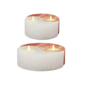 Pink & White Crystal Salt Ying Yung <b>Candle</b> Holder Himalayan Salt <b>Candle</b> Holder-Sian Enterprises - Product Image 6