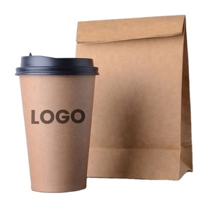 2025 Hot Sale Custom logo Printed Biodegradable Brown Kraft Paper Cup With Lid - Product Image 1