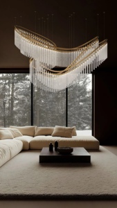JYLIGHTING <span class=keywords><strong>Lustre</strong></span> de luxe sur mesure, en forme de spirale hélicoïdale, avec tiges de cristal, pour escalier, grande hauteur, bibliothèque - Product Image 3