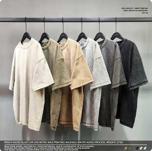เสื้อยืดผู้ชายทรงบ็อกซี่ ผ้าฝ้าย 100% 275GSM ล้างสีแบบวินเทจ แต่งลายบาติก ปักลายแบบเชนสติทช์ ระบายอากาศได้ดี รับผลิตเสื้อเปล่าพร้อมสกรีนโลโก้ตามสั่ง ขายส่ง - Product Image 4