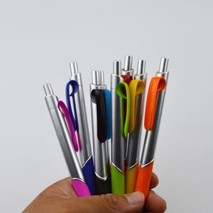 Silver Matte ABS Click Ballpoint <b>Pen</b> With Wave Texture Colorful Rubber Anti Slip Grip Advertising <b>Pen</b> Custom Logo - Product Image 6