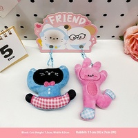 Porte-clés en peluche tendance et mignon, vente en gros, petit animal en peluche, cadeau assorti pour meilleur ami, breloque légère pour sac, pendentif pour sac chat et lapin