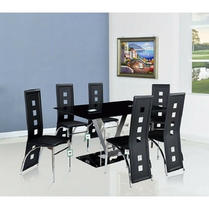 Công Nghiệp Mộc Mạc Cổ Kim Loại Bàn Ăn Set Với 6 Ghế - Product Image 1