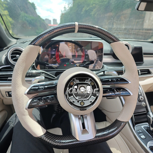 พวงมาลัยหนังแท้สีขาวสำหรับ <span class=keywords><strong>Mercedes</strong></span> Benz W205 W222 W212 W163 W164 glb X247 GLS X166 <span class=keywords><strong>AMG</strong></span> GLS63 <span class=keywords><strong>AMG</strong></span> - Product Image 6