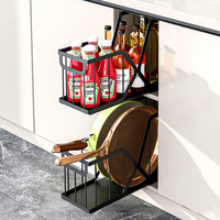 Étagère en métal multifonctionnelle à double niveau pour le rangement des épices de cuisine, sans installation