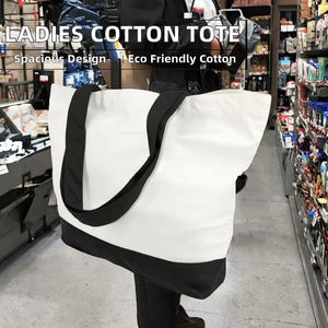 Bolsa de Compras de Lona de Algodón Orgánico Ecológica para Mujer, de Gran Tamaño, con Cierre de Cremallera y Diseño Personalizado - Product Image 2