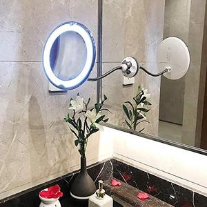Hot bán linh hoạt cổ ngỗng Wall Mount Make-up gương với kính lúp 10x hút cup gương LED - Product Image 2