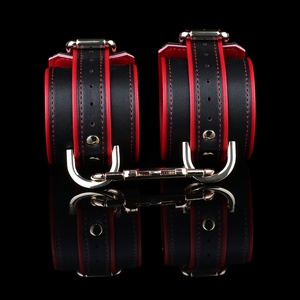Hot Selling Padded <b>Locking</b> Wrist Restraints Sex Toy Soft Leather BDSM Wrist Cuffs with <b>Locking</b> Buckle for Adults - Product Image 4