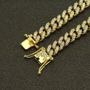 Shiny zircon men's and women's Cuban chain <b>bracelet</b> hip-hop environmentally friendly <b>copper</b> jewelry width 8mm - Product Image 3